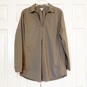 Garnet Hill 100% Cotton Popover Gray Long Sleeve Tunic. Size Women's Medium